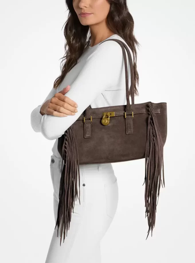 Bolso satchel pequeño de ante con flecos Hamilton Moderne Bolso satchel pequeño de ante con flecos Hamilton Moderne
