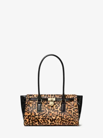 Bolso satchel pequeño de pelo de becerro con estampado de leopardo de Hamilton Moderne