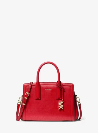 Bolso satchel pequeño metálico Laila con logotipo de la firma