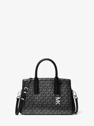 Bolso satchel pequeño metálico Laila con logotipo de la firma