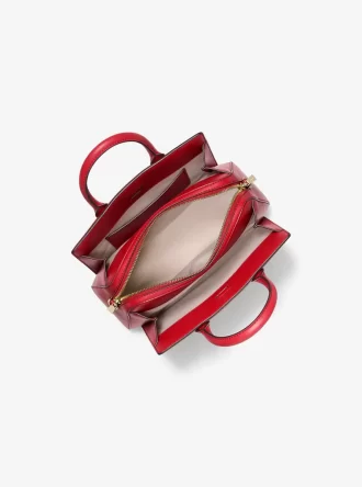 Bolso satchel pequeño metálico Laila con logotipo de la firma