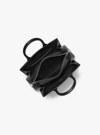Bolso satchel pequeño metálico Laila con logotipo de la firma