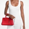 Bolso satchel pequeño metálico Laila con logotipo de la firma Bolso satchel pequeño metálico Laila con logotipo de la firma