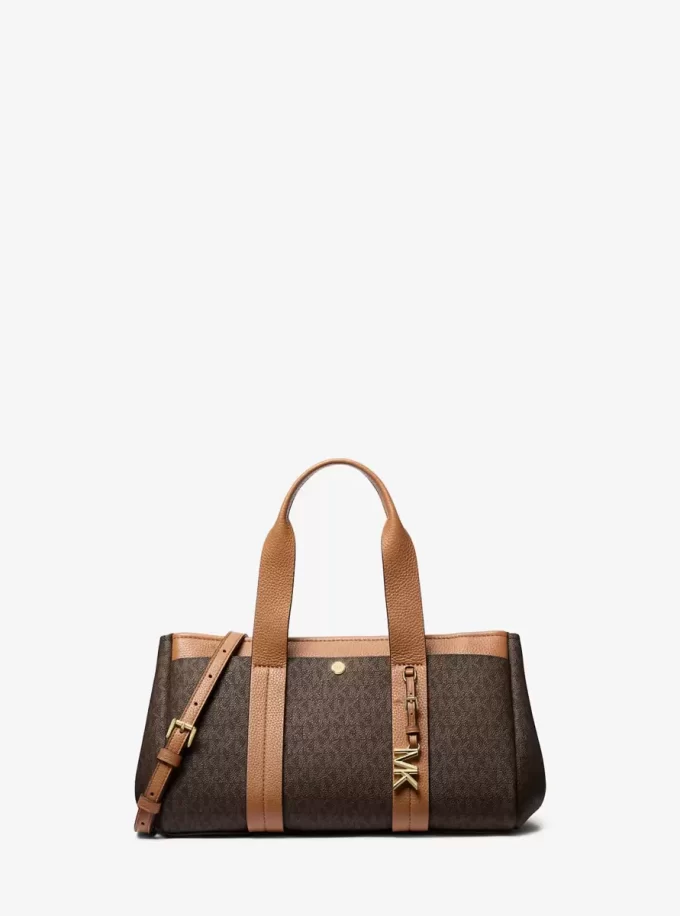 Bolso satchel Romee pequeño con logotipo de firma Bolso satchel Romee pequeño con logotipo de firma