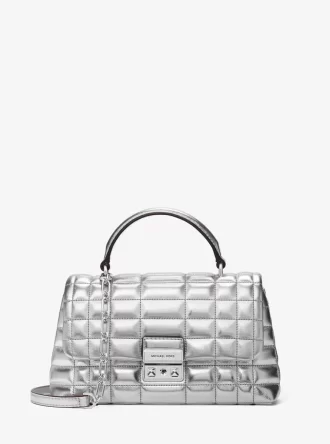 Bolso satchel Tribeca mediano acolchado de piel metalizada
