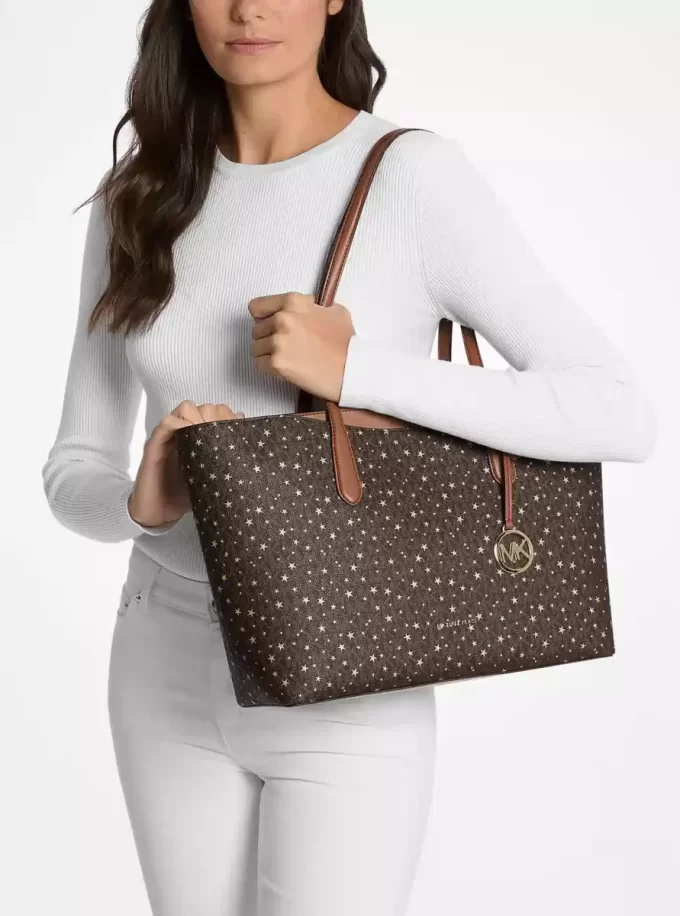 Bolso tote Arden grande con cierre superior y logotipo estampado de la firma
