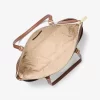 Bolso tote Charlotte grande de cuero con cremallera superior y logotipo