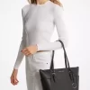 Bolso tote Charlotte grande de cuero con cremallera superior y logotipo