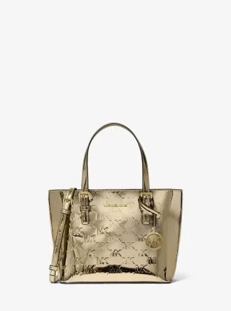 Bolso tote convertible Jet Set extrapequeño con logotipo metálico en relieve