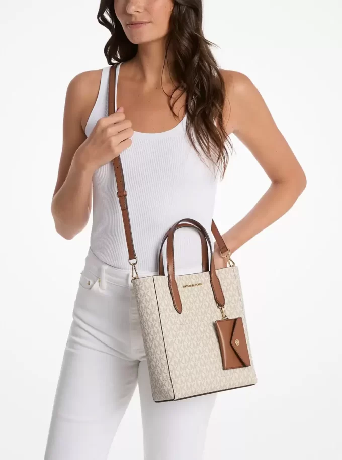 Bolso tote convertible pequeño Vincent con logo de la firma y tarjetero