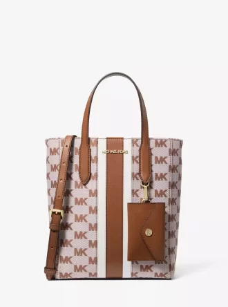Bolso tote convertible Vincent con logo pequeño en jacquard y tarjetero