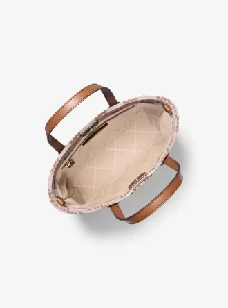 Bolso tote convertible Vincent con logo pequeño en jacquard y tarjetero