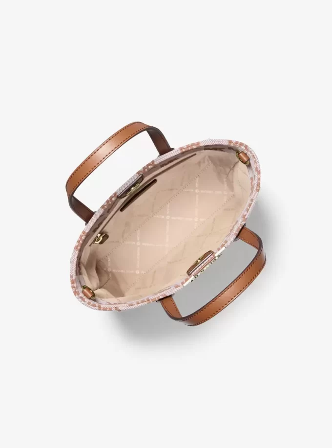 Bolso tote convertible Vincent con logo pequeño en jacquard y tarjetero