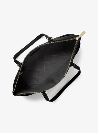 Bolso tote grande Charlotte de piel saffiano con cremallera superior
