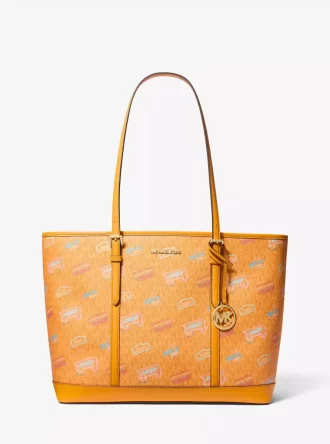 Bolso tote grande con el logotipo de la firma impreso de Jet Set
