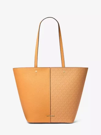 Bolso tote grande Flora con logotipo distintivo y de piel