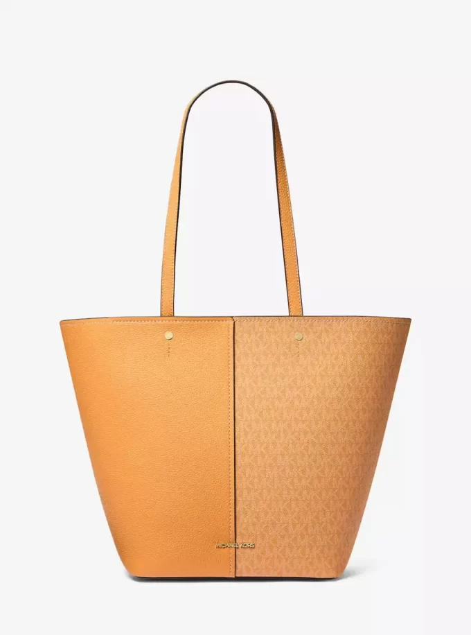 Bolso tote grande Flora con logotipo distintivo y de piel