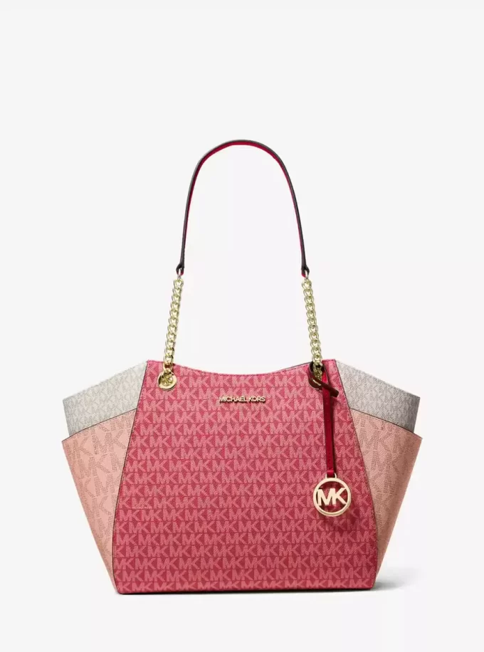 Bolso tote grande Jet Set con logotipo distintivo en bloques de color Bolso tote grande Jet Set con logotipo distintivo en bloques de color