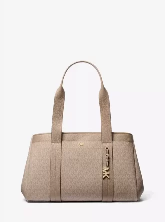 Bolso tote grande Romee de piel y logotipo de la firma