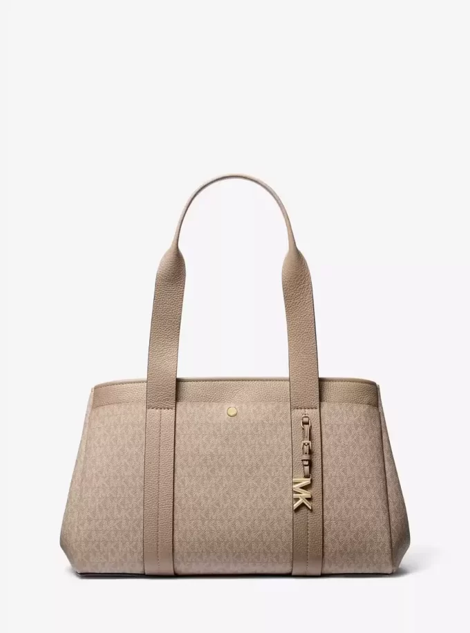 Bolso tote grande Romee de piel y logotipo de la firma