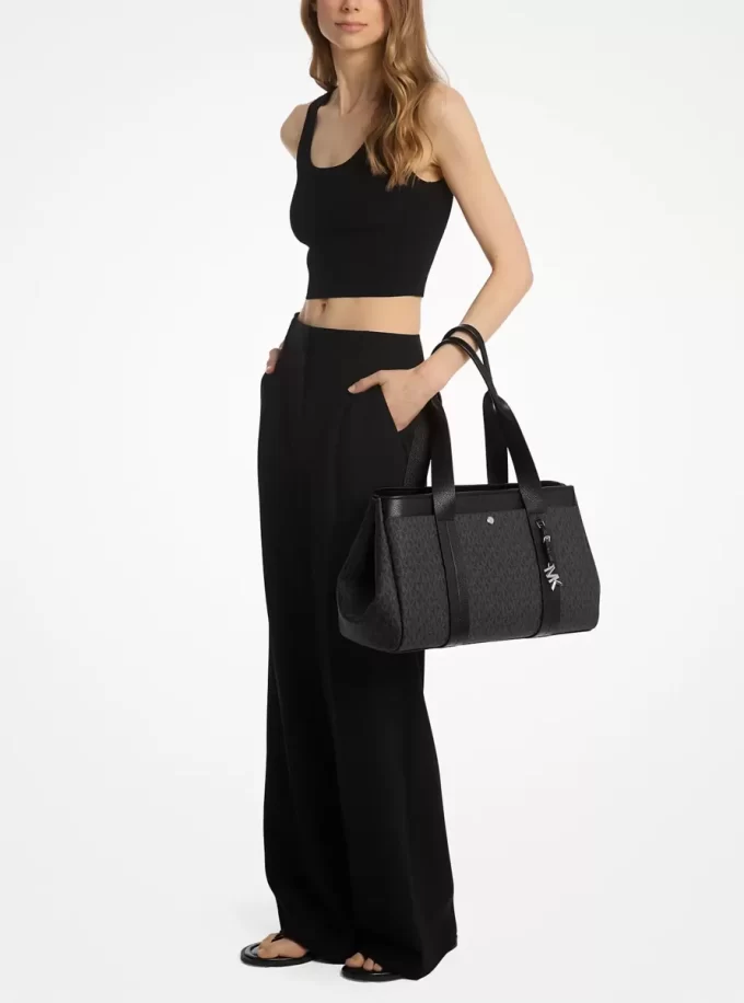 Bolso tote grande Romee de piel y logotipo de la firma