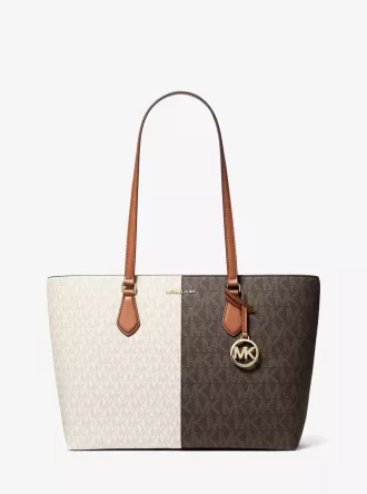 Bolso tote grande Sheila con logotipo de la firma en dos tonos
