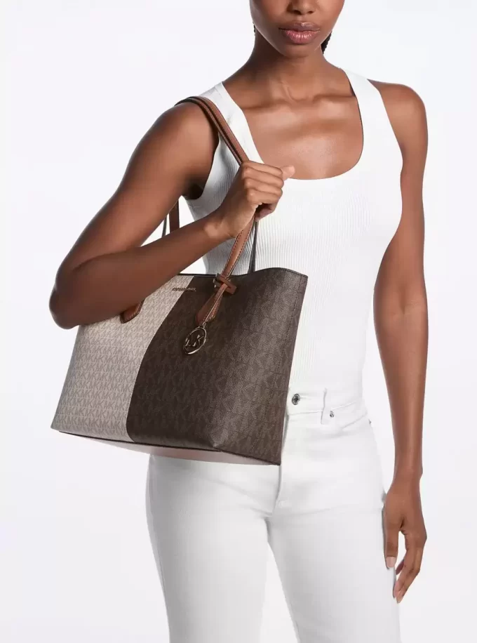 Bolso tote grande Sheila con logotipo de la firma en dos tonos Bolso tote grande Sheila con logotipo de la firma en dos tonos