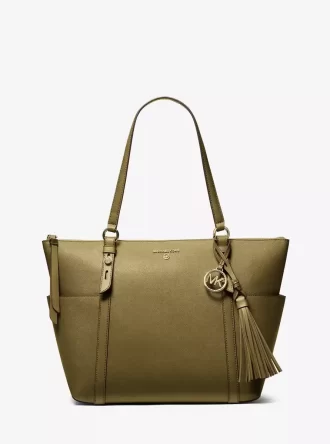 Bolso tote grande Sullivan de piel saffiano con cremallera superior