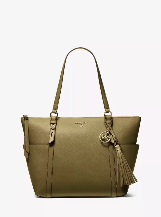 Bolso tote grande Sullivan de piel saffiano con cremallera superior
