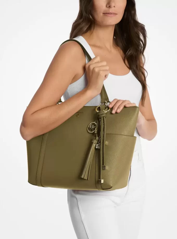 Bolso tote grande Sullivan de piel saffiano con cremallera superior