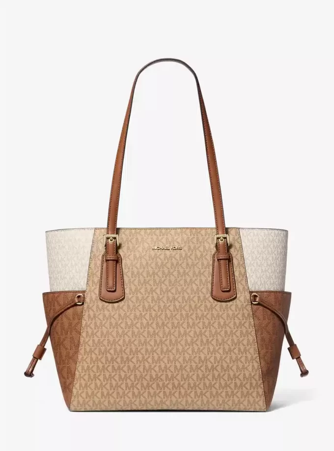 Bolso tote grande Voyager con logo de la firma y bloques de color Bolso tote grande Voyager con logo de la firma y bloques de color