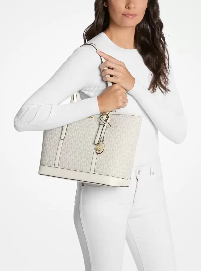 Bolso tote Jet Set Travel pequeño con cremallera superior y logotipo Bolso tote Jet Set Travel pequeño con cremallera superior y logotipo