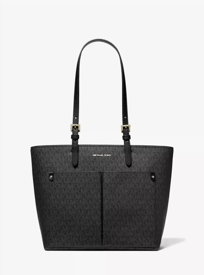Bolso tote mediano con bolsillo y logotipo de Jet Set Bolso tote mediano con bolsillo y logotipo de Jet Set