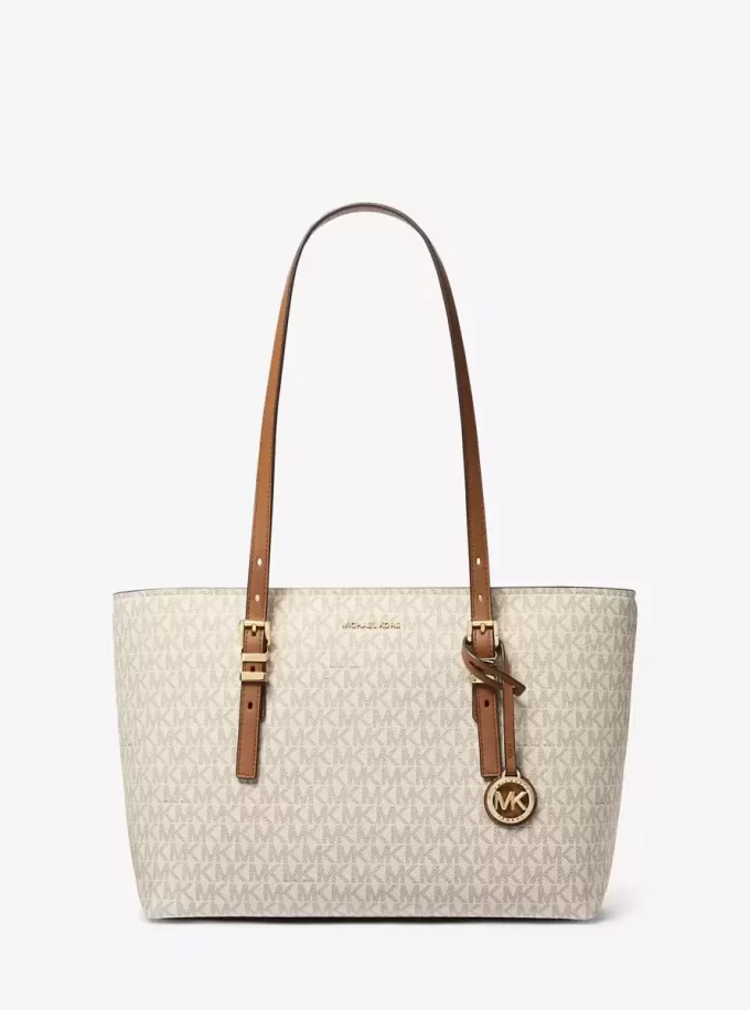 Bolso tote mediano de piel y logotipo de la firma Quinn