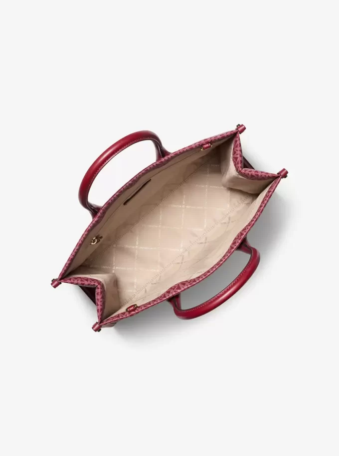 Bolso tote mediano metálico Mirella con logotipo de la firma Bolso tote mediano metálico Mirella con logotipo de la firma