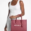 Bolso tote mediano metálico Mirella con logotipo de la firma Bolso tote mediano metálico Mirella con logotipo de la firma