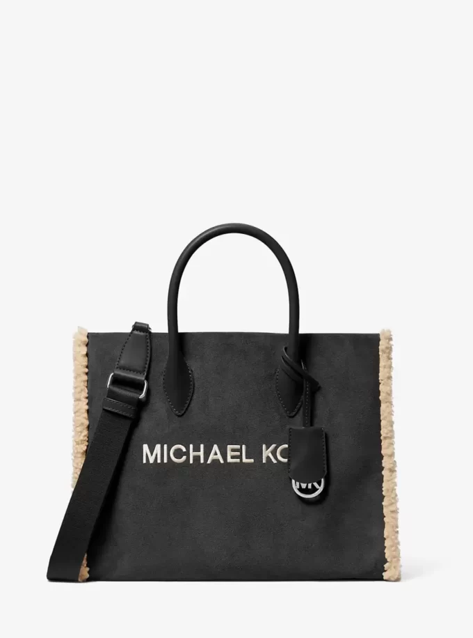 Bolso tote mediano Mirella de ante y borrego sintético Bolso tote mediano Mirella de ante y borrego sintético