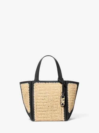 Bolso tote pequeño Jordi de piel y crochet hecho a mano