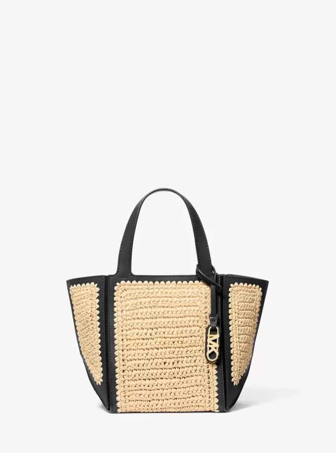Bolso tote pequeño Jordi de piel y crochet hecho a mano Bolso tote pequeño Jordi de piel y crochet hecho a mano