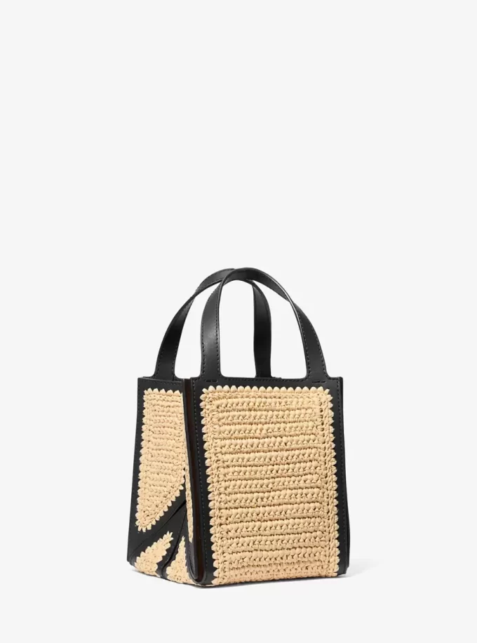 Bolso tote pequeño Jordi de piel y crochet hecho a mano Bolso tote pequeño Jordi de piel y crochet hecho a mano
