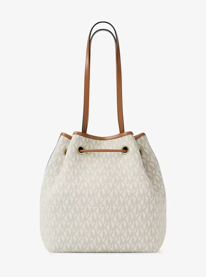 Bolso tote tipo cubo mediano con el logotipo de la firma Avery Bolso tote tipo cubo mediano con el logotipo de la firma Avery