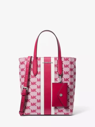 Bolso tote Vincent pequeño con logo en jacquard y tarjetero