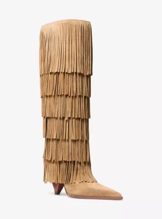 Bota alta de ante con flecos Jayla