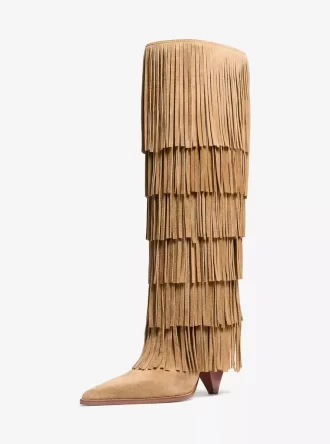 Bota alta de ante con flecos Jayla