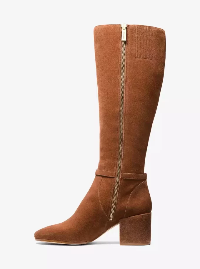 Bota de ante con tacón de bloque ancho Ella Bota de ante con tacón de bloque ancho Ella