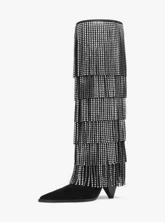 Bota de cuero con flecos y adornos Jayla