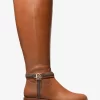 Bota de pantorrilla ancha Mindy Leather con ribete del logotipo de la firma Bota de pantorrilla ancha Mindy Leather con ribete del logotipo de la firma