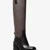 Bota de tacón cuadrado de cuero y logotipo de Houston Signature