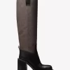 Bota de tacón cuadrado de cuero y logotipo de Houston Signature