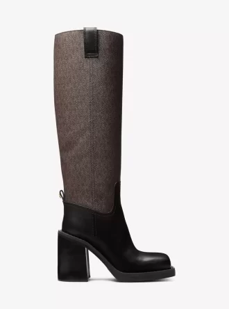 Bota de tacón cuadrado de cuero y logotipo de Houston Signature